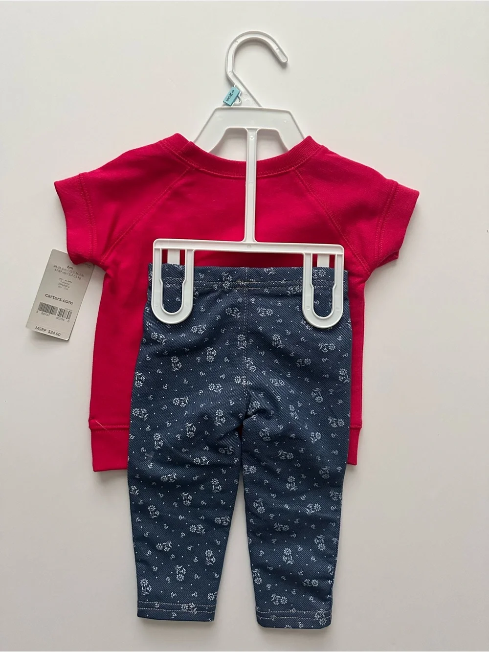 Carter's Hot Pink Top with Navy Floral Leggings